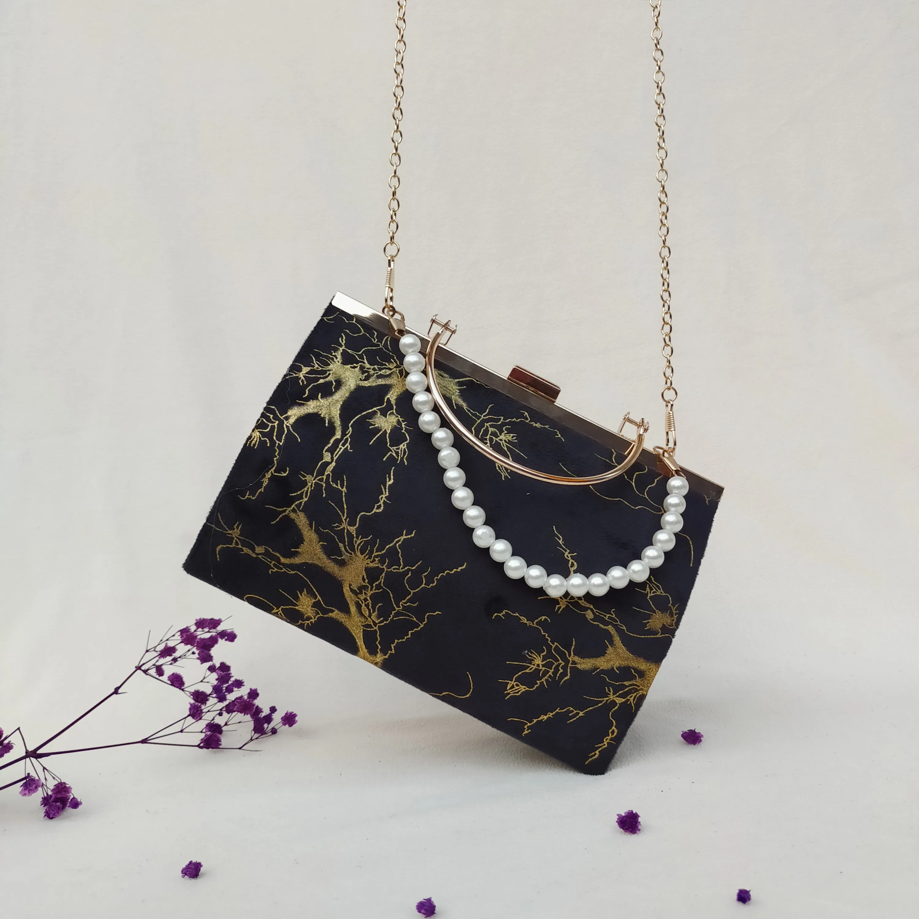 Titan Classic Ethnic velvet Style Top Handle Bag