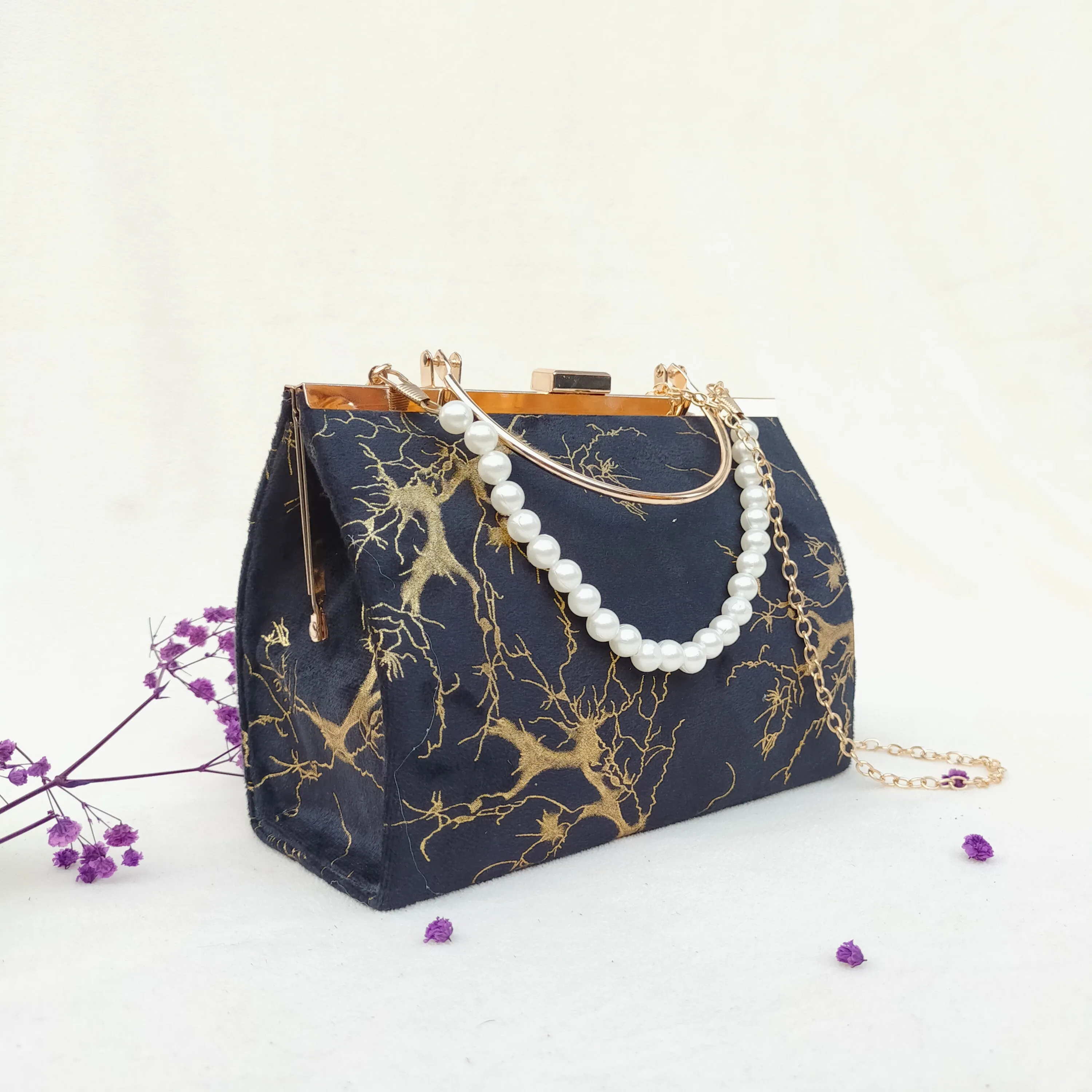 Titan Classic Ethnic velvet Style Top Handle Bag
