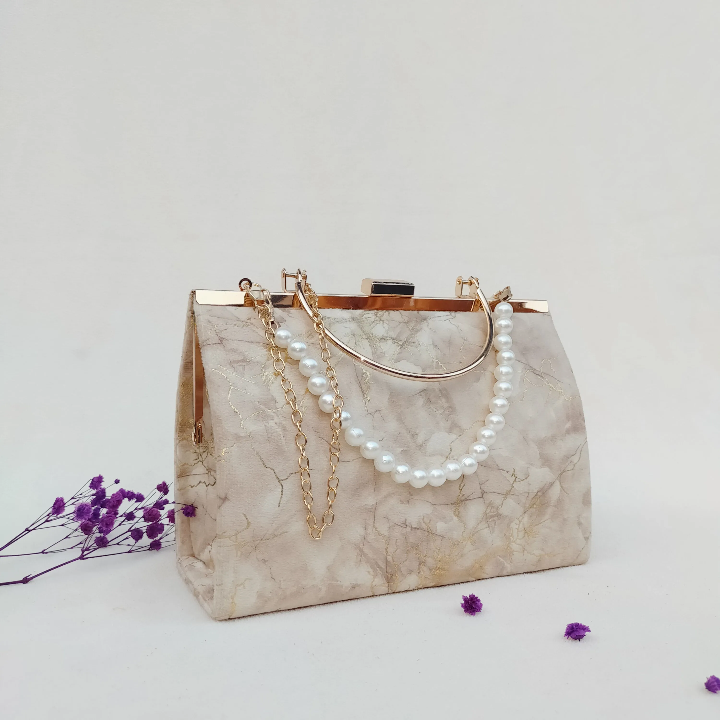 Titan Classic Ethnic velvet Style Top Handle Bag