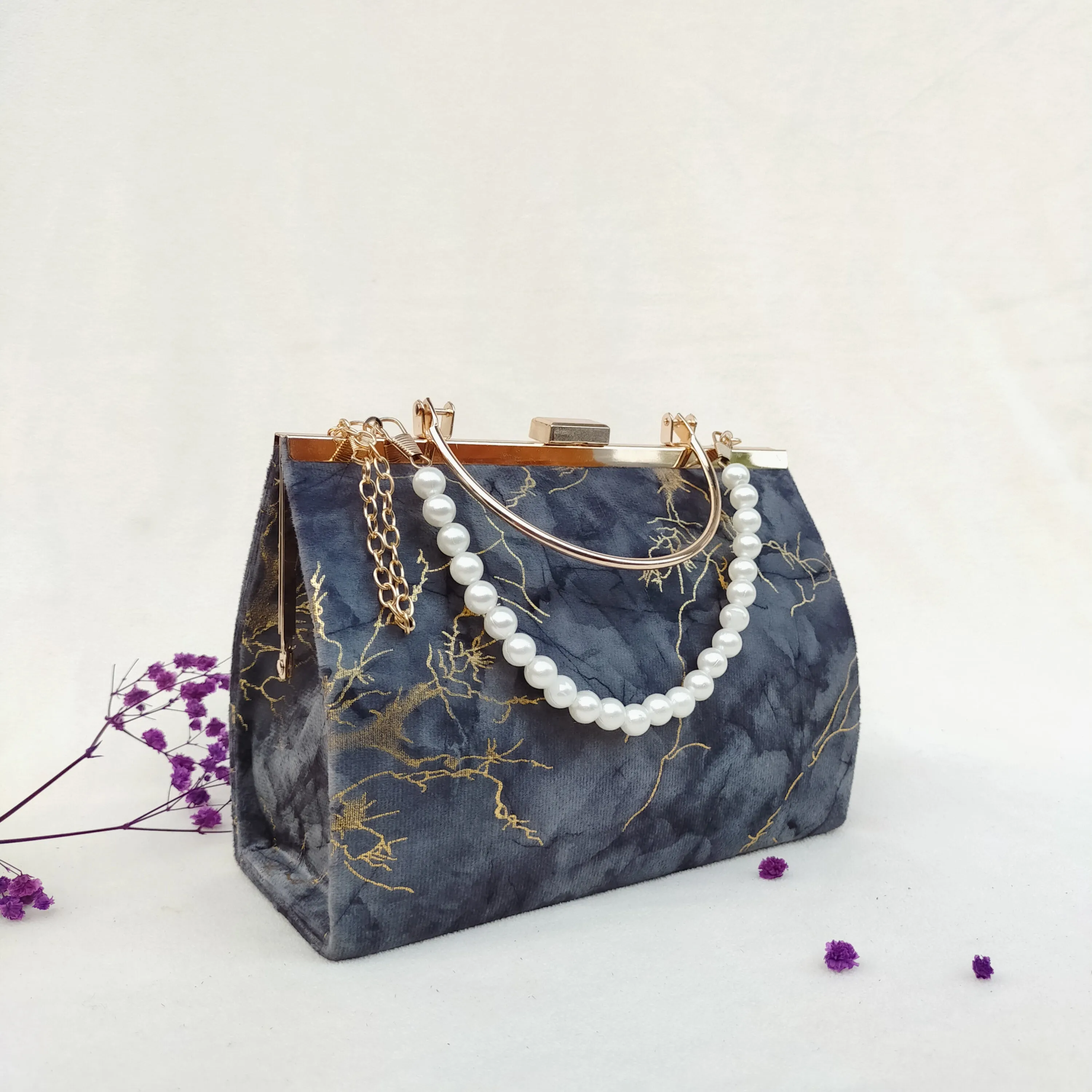 Titan Classic Ethnic velvet Style Top Handle Bag