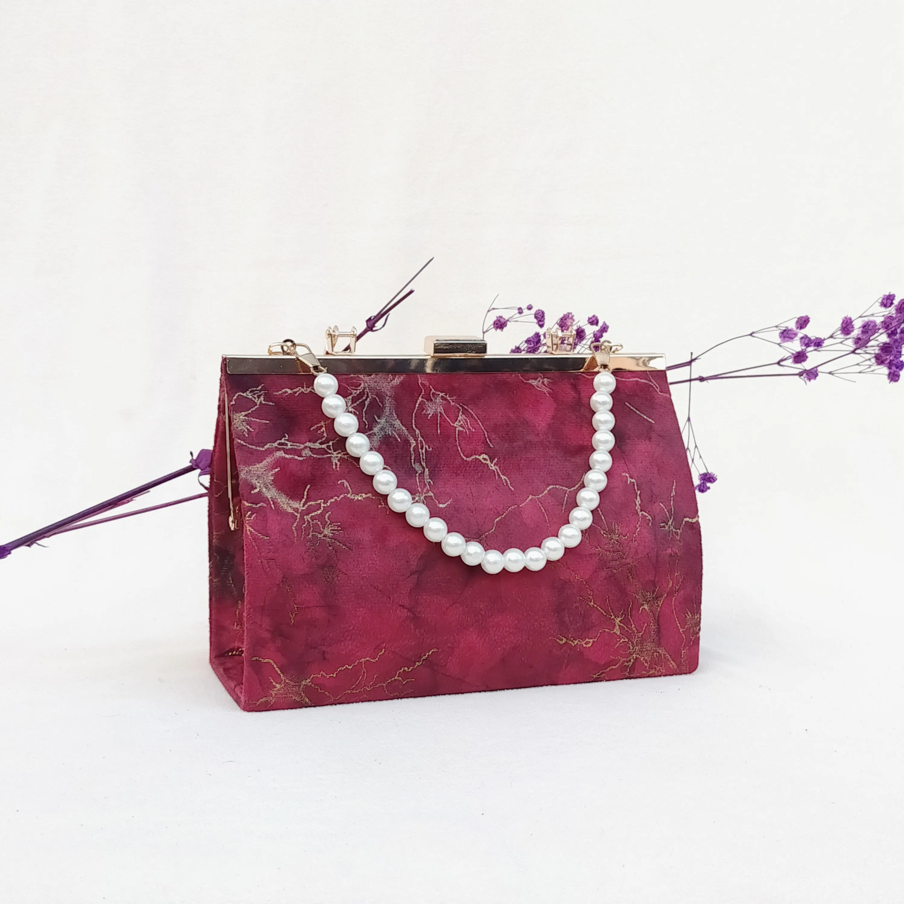 Titan Classic Ethnic velvet Style Top Handle Bag