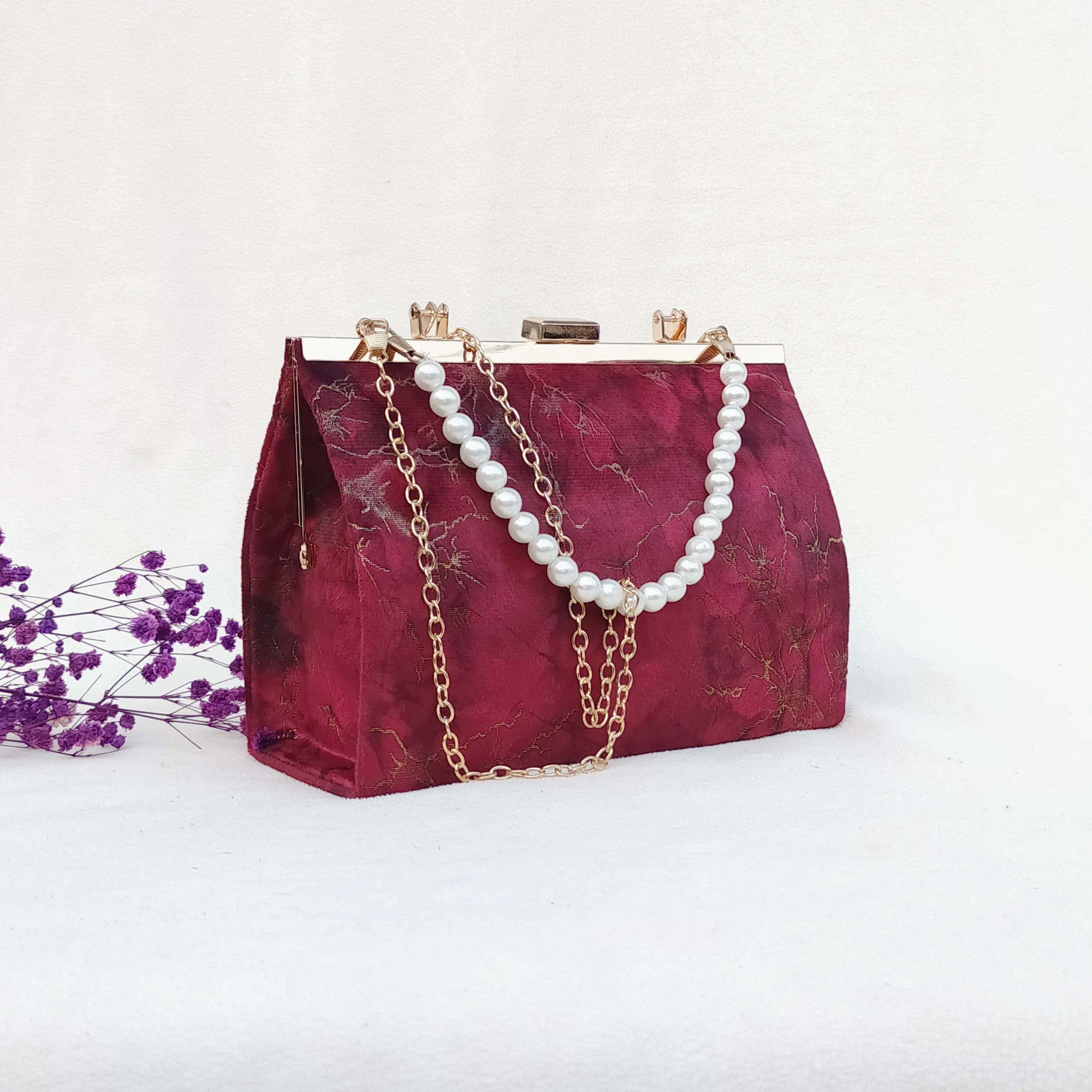 Titan Classic Ethnic velvet Style Top Handle Bag