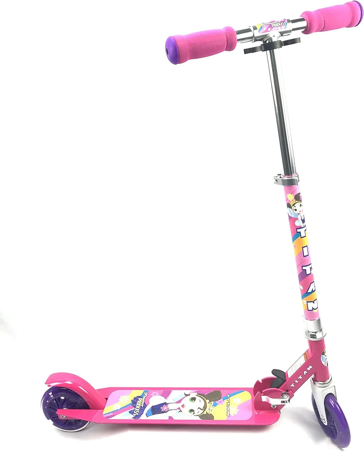 Titan Flower Princess Folding Aluminum Girls Folding Kick scooter with LED Light Up Wheels (Age 5 ), Pink