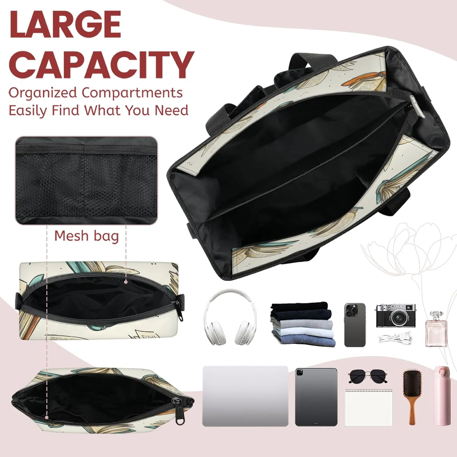 Tote Satchel Bag Set 3PCS for Women,Travel Shoulder Bag Handbag and Wallet Daily Use01