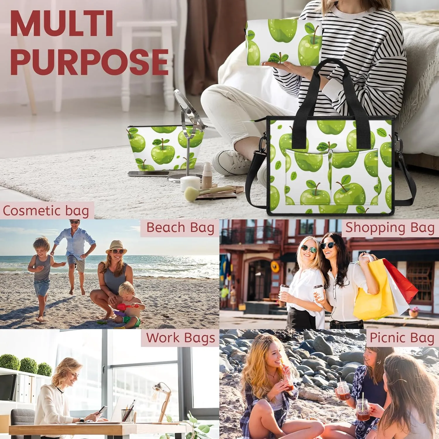Tote Satchel Bag Set 3PCS for Women,Travel Shoulder Bag Handbag and Wallet Daily Use04