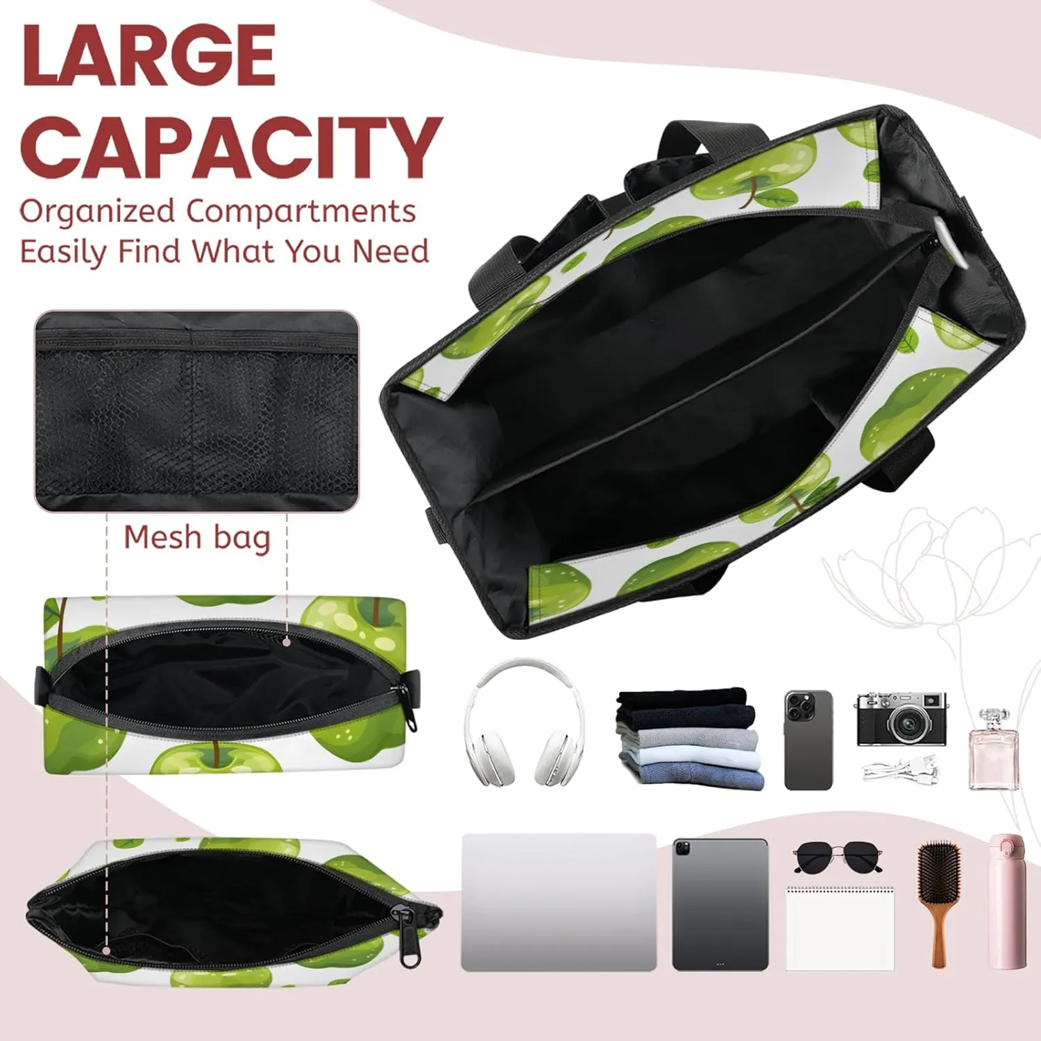 Tote Satchel Bag Set 3PCS for Women,Travel Shoulder Bag Handbag and Wallet Daily Use04