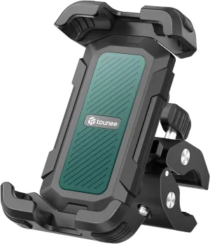 tounee Motorcycle Phone Holder Mount -Dual Vibration Dampener, Tool-Free Bike Phone Holder Handlebar Clip & Secure Lock for iPhone 16/15 Pro Max, 4.7-6.9" Phones - Green