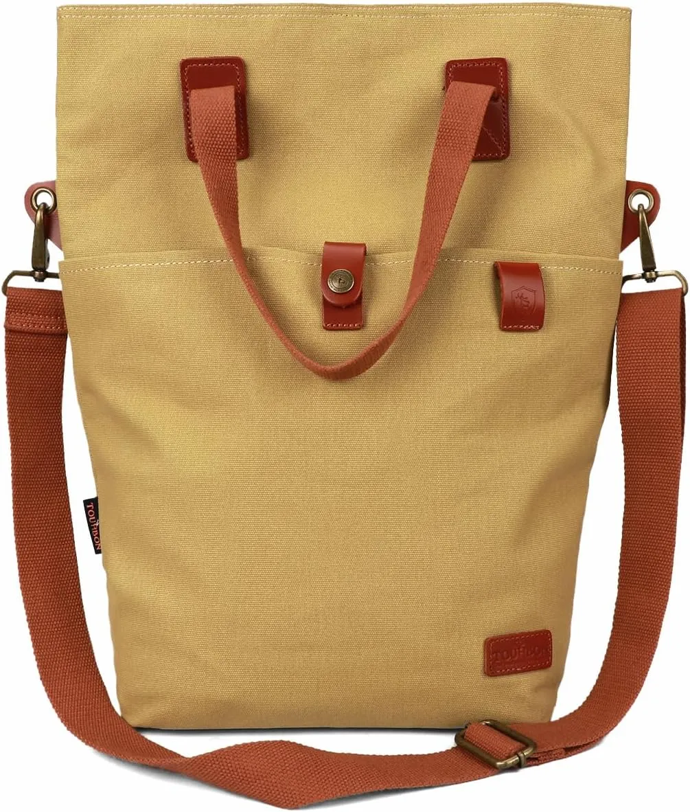 TOURBON Canvas Clip-On Quick-Release Bike Panniers Women's Shoulder Tote Bag