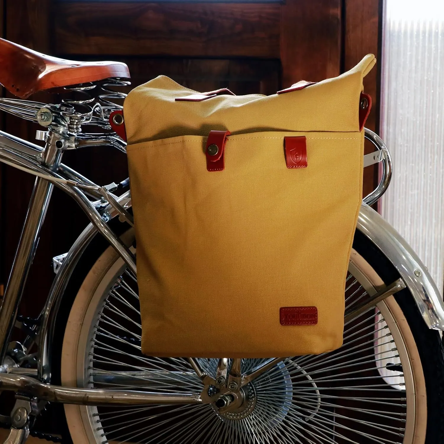 TOURBON Canvas Clip-On Quick-Release Bike Panniers Women's Shoulder Tote Bag