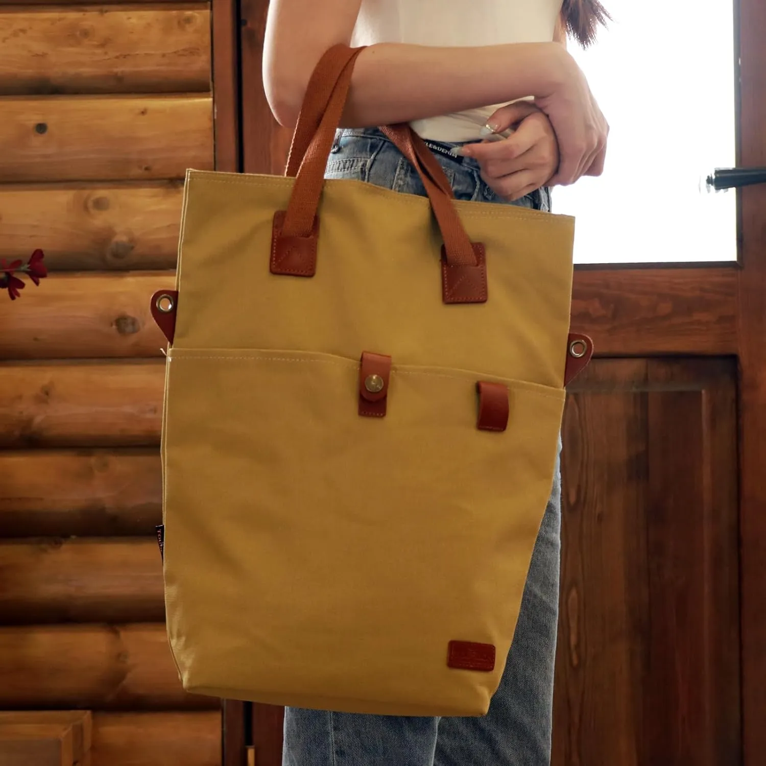 TOURBON Canvas Clip-On Quick-Release Bike Panniers Women's Shoulder Tote Bag