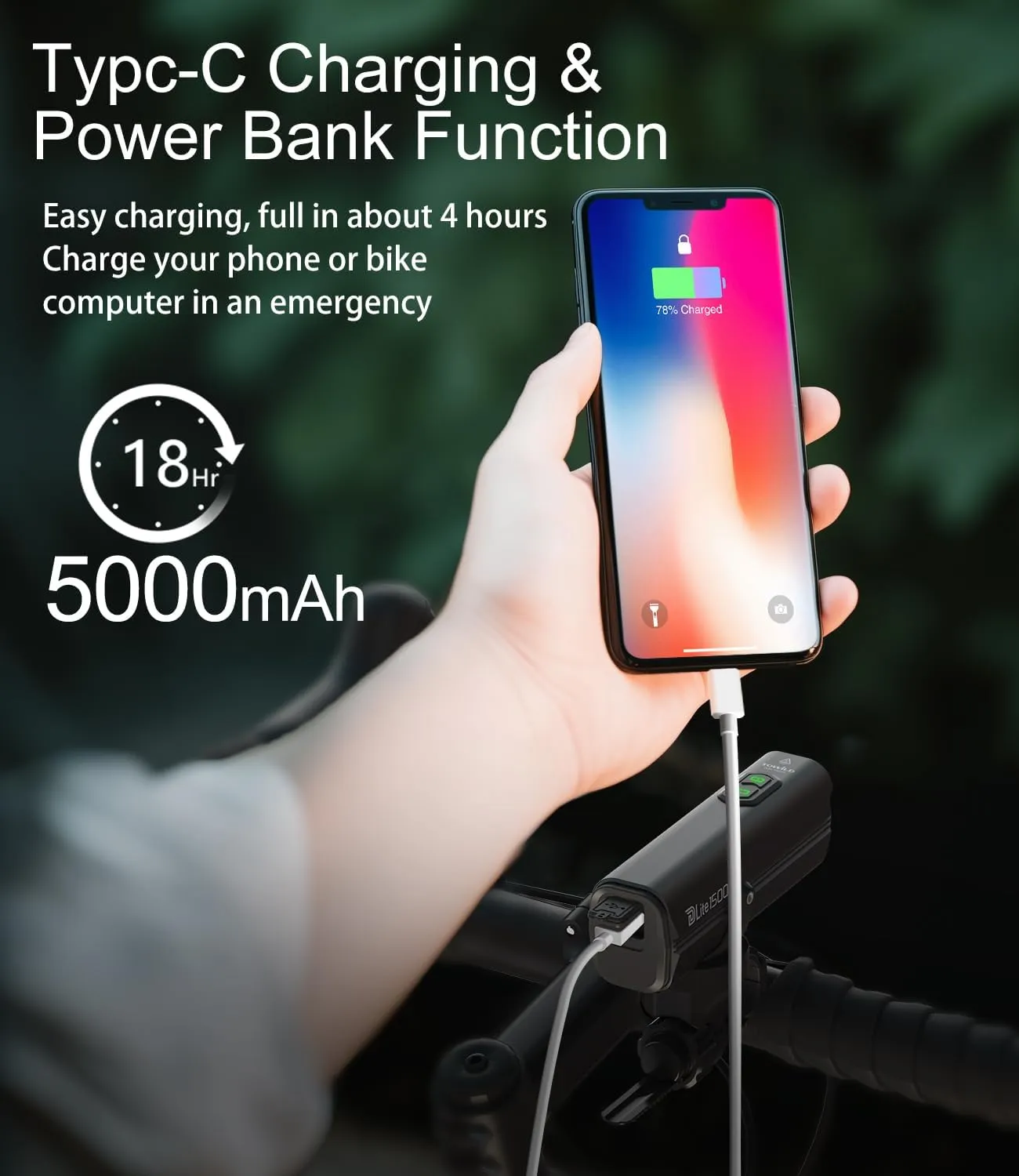 TOWILD DLite1800 Bike Lights for Night Riding 1800LM Dual Light Source System,Super Bright Front Bicycle Light Waterproof Bike Headlight for Mountain,Road,Commuter Cycling -Fits All Bikes