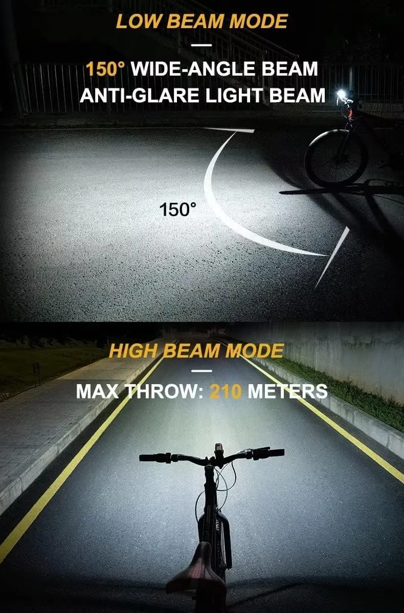 TOWILD DLite1800 Bike Lights for Night Riding 1800LM Dual Light Source System,Super Bright Front Bicycle Light Waterproof Bike Headlight for Mountain,Road,Commuter Cycling -Fits All Bikes