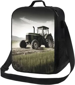 Tractor Agriculture Tranquil Lunch Bag for Women Men Reusable Lunch Box for Office Picnic Insulated Lunch Container Leakproof Lunch Tote Bags Portable Lunch Cooler Bag Travel Lunchbox