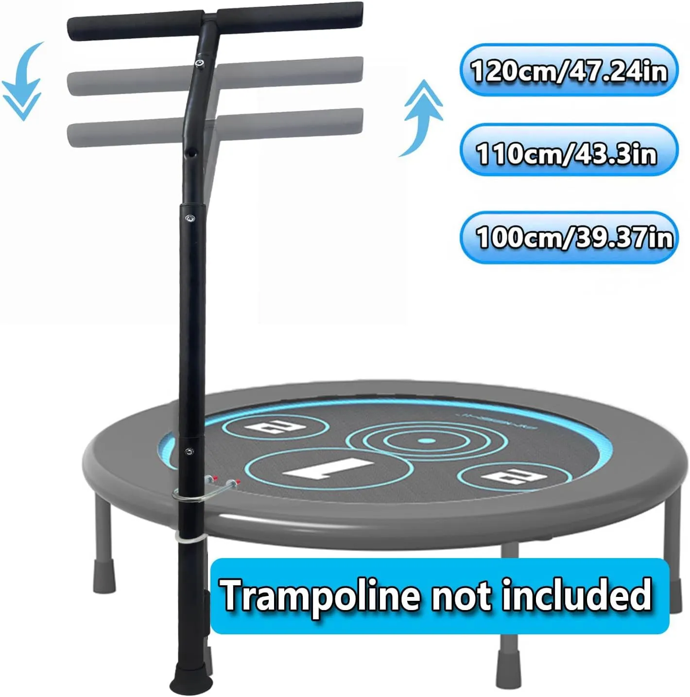 Trampoline Handle Bar Rebounder Handle Bar for Round Fitness Trampolines Fits Foot Tubes up to 25mm/0.98IN Diameter (Trampoline not Included) Non-Slip Comfortable Trampoline Handles