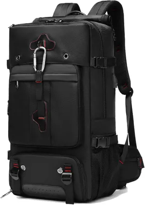 Travel Backpack Large Capacity Shoulder Bag for Outdoor Activities 60L Expandable Flight Backpack Men's Women's Hiking Waterproof Sturdy Oxford Cloth Backpacks Black