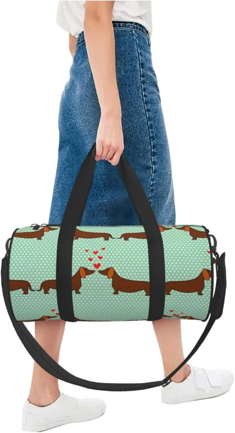 Travel Duffle Bag for Men Women, Cute Dachshund Dogs Duffle Bags for Sport Gym Overnight Luggage
