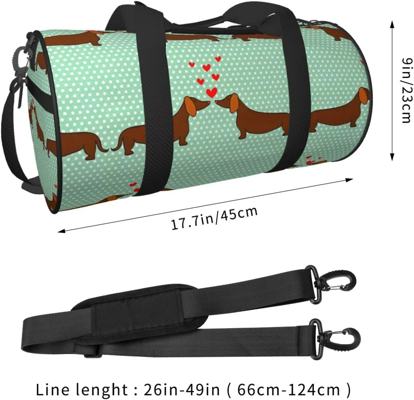 Travel Duffle Bag for Men Women, Cute Dachshund Dogs Duffle Bags for Sport Gym Overnight Luggage