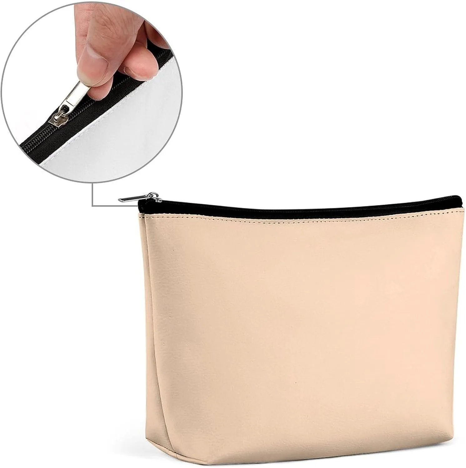 Travel Makeup Bag, Pale Peach Solid Color Cosmetic Bags for Women Large Capacity Waterproof Toiletry Pouch Make up Organizer