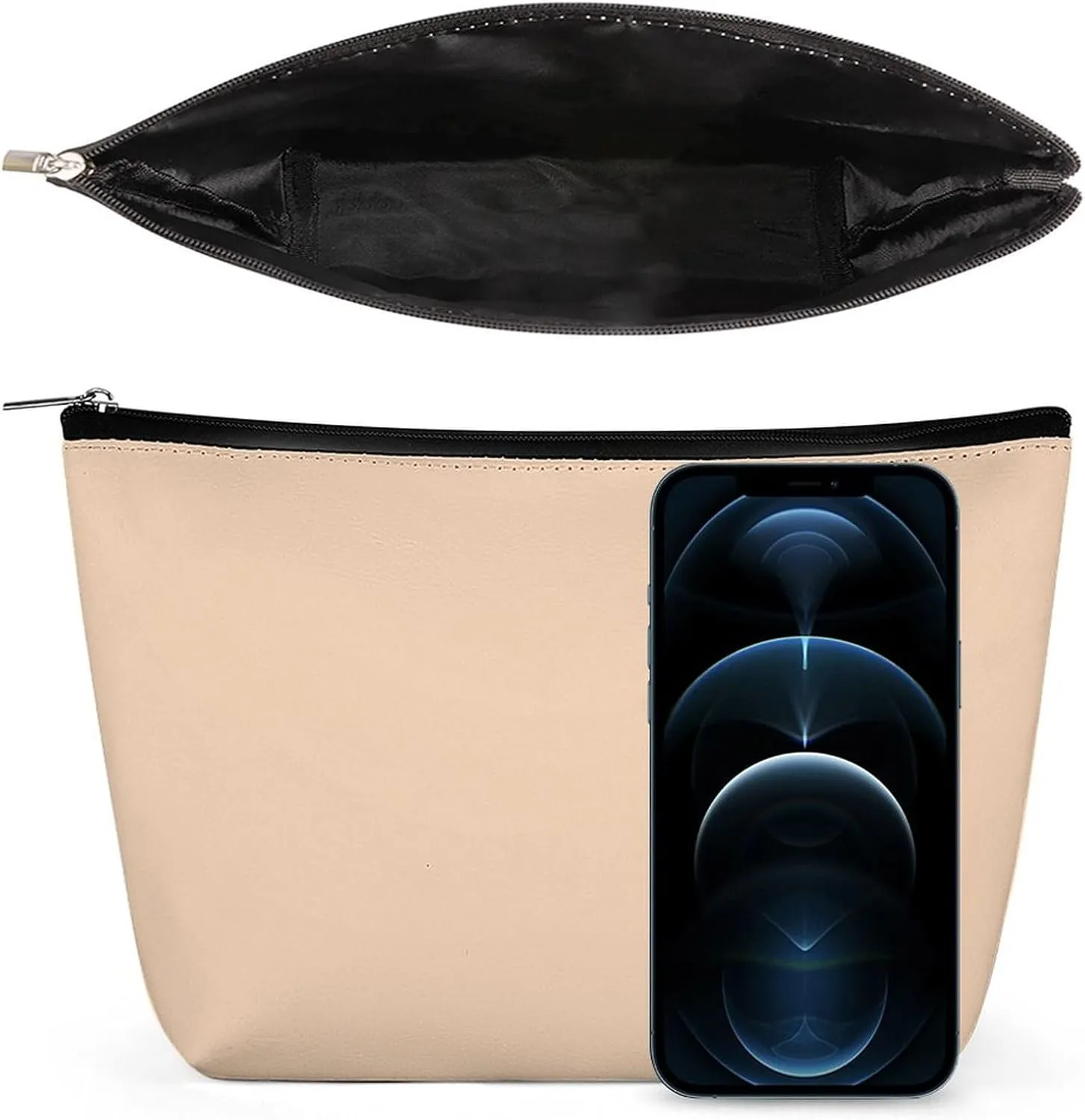 Travel Makeup Bag, Pale Peach Solid Color Cosmetic Bags for Women Large Capacity Waterproof Toiletry Pouch Make up Organizer