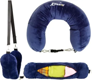 Travel Neck Pillow Stuffable with Clothes, Stuffable Neck Pillow for Travel, Packable Fillable Storage Bag for Airplane Travel, Soft Velvet Neck Pillow Case Cover