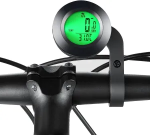 Tricolor Backlit Bike Computer Meter, Round Waterproof Wireless Bike Speedometer Odometer Automatic Start/Stop