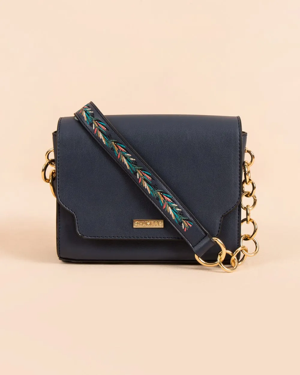 Tropical Vines Crossbody Bag ' Navy Blue