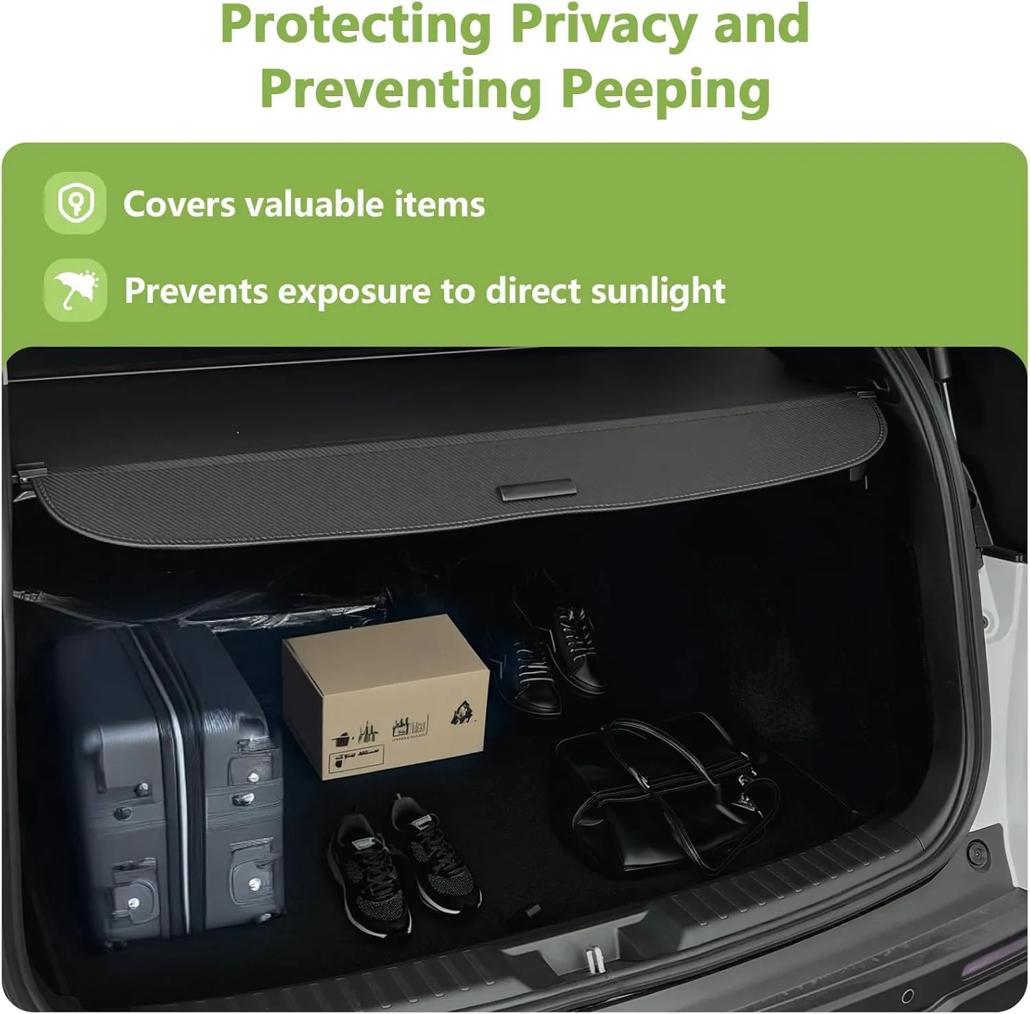 Trunk Cargo Cover for Honda CRV 2023-2025, with Carbon Fiber Texture Ends, Anti - Peeping Retractable Security Shade for Privacy, CRV Accessories, 08Z07-3A0-110