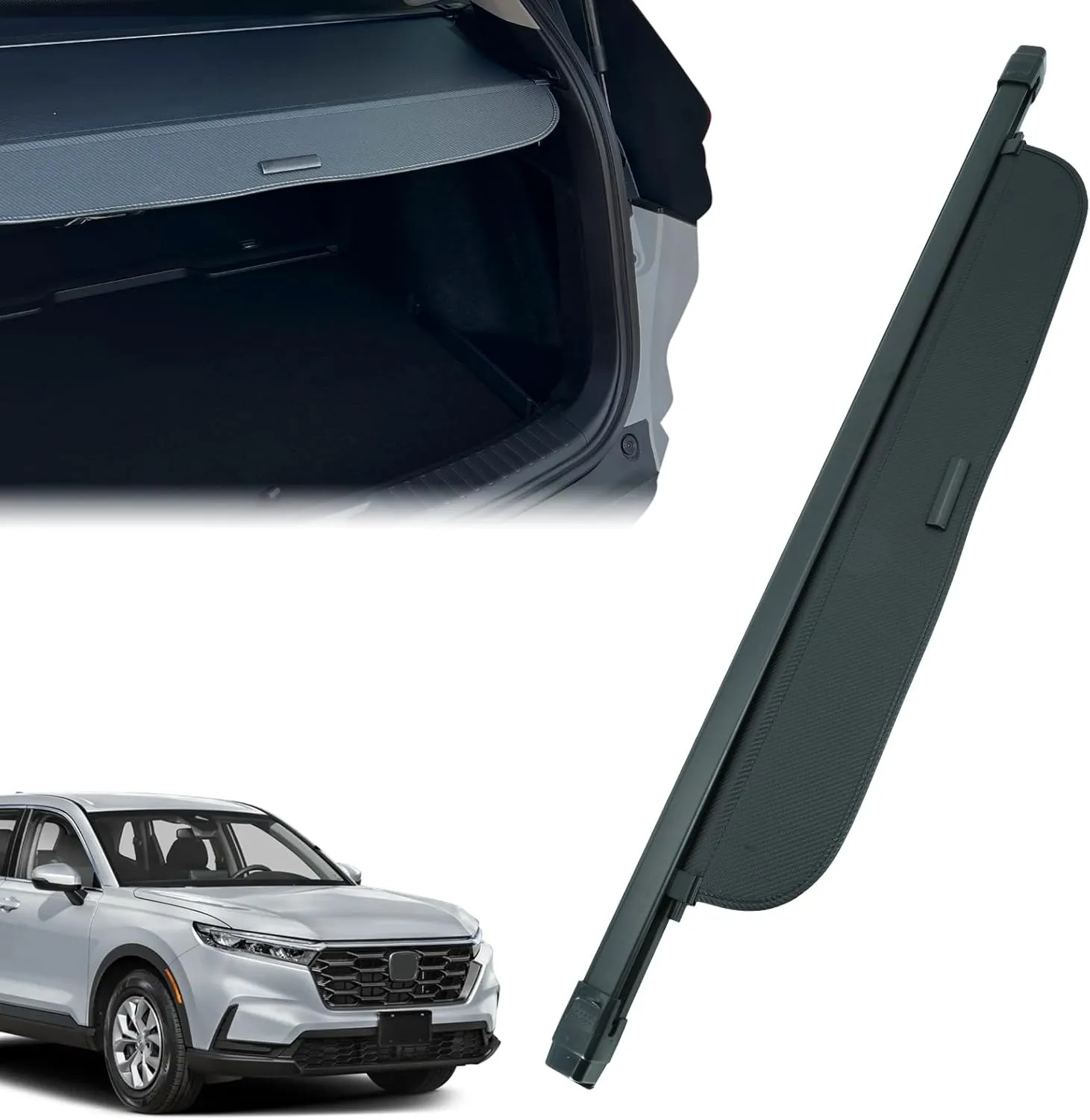 Trunk Cargo Cover for Honda CRV 2023-2025, with Carbon Fiber Texture Ends, Anti - Peeping Retractable Security Shade for Privacy, CRV Accessories, 08Z07-3A0-110