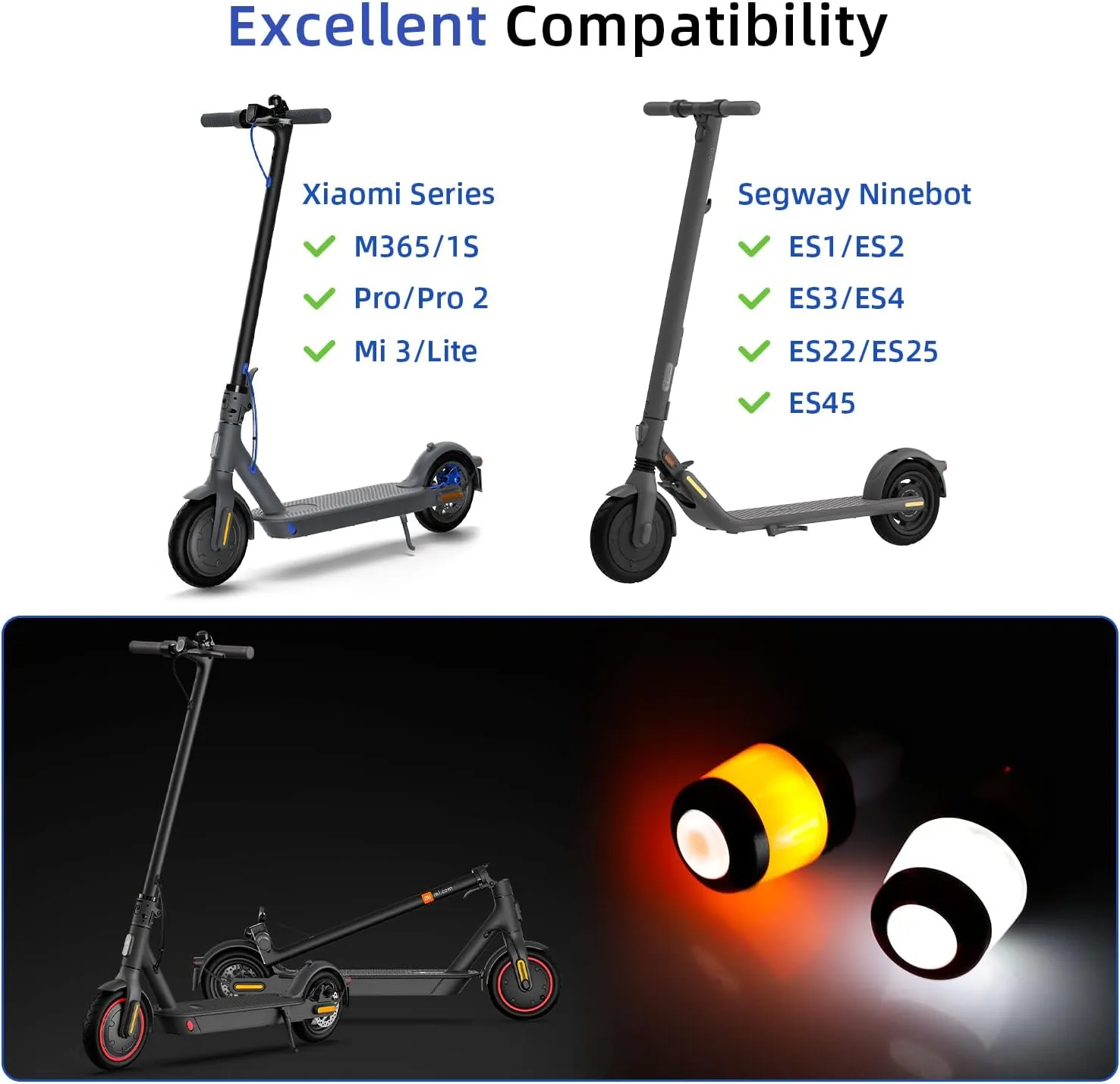 ulip Electric Scooter Handlebar Extender Handle Bar Grips Extension-Turn Signals Direction Indicator Lights for Xiaomi M365 Pro Pro2 1S MI3 and Ninebot ES Series