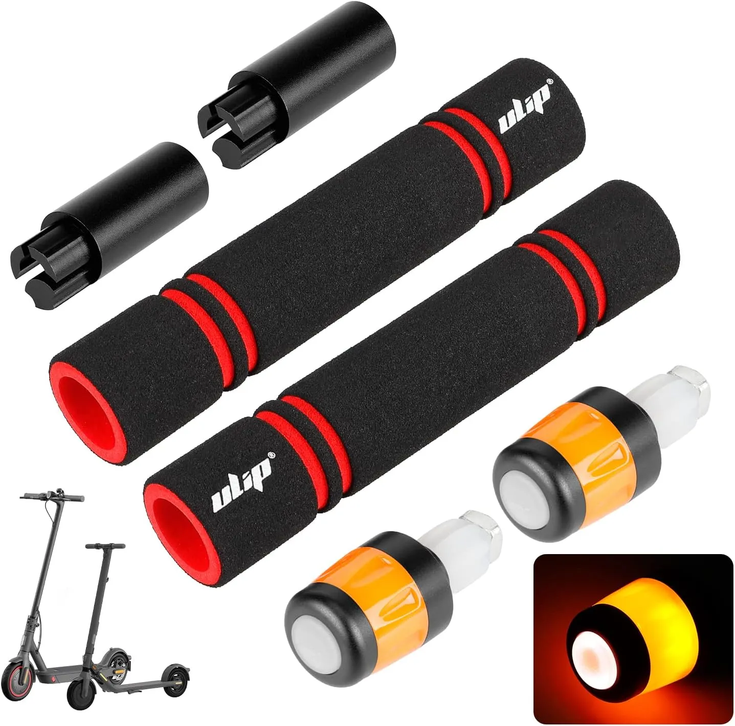 ulip Electric Scooter Handlebar Extender Handle Bar Grips Extension-Turn Signals Direction Indicator Lights for Xiaomi M365 Pro Pro2 1S MI3 and Ninebot ES Series