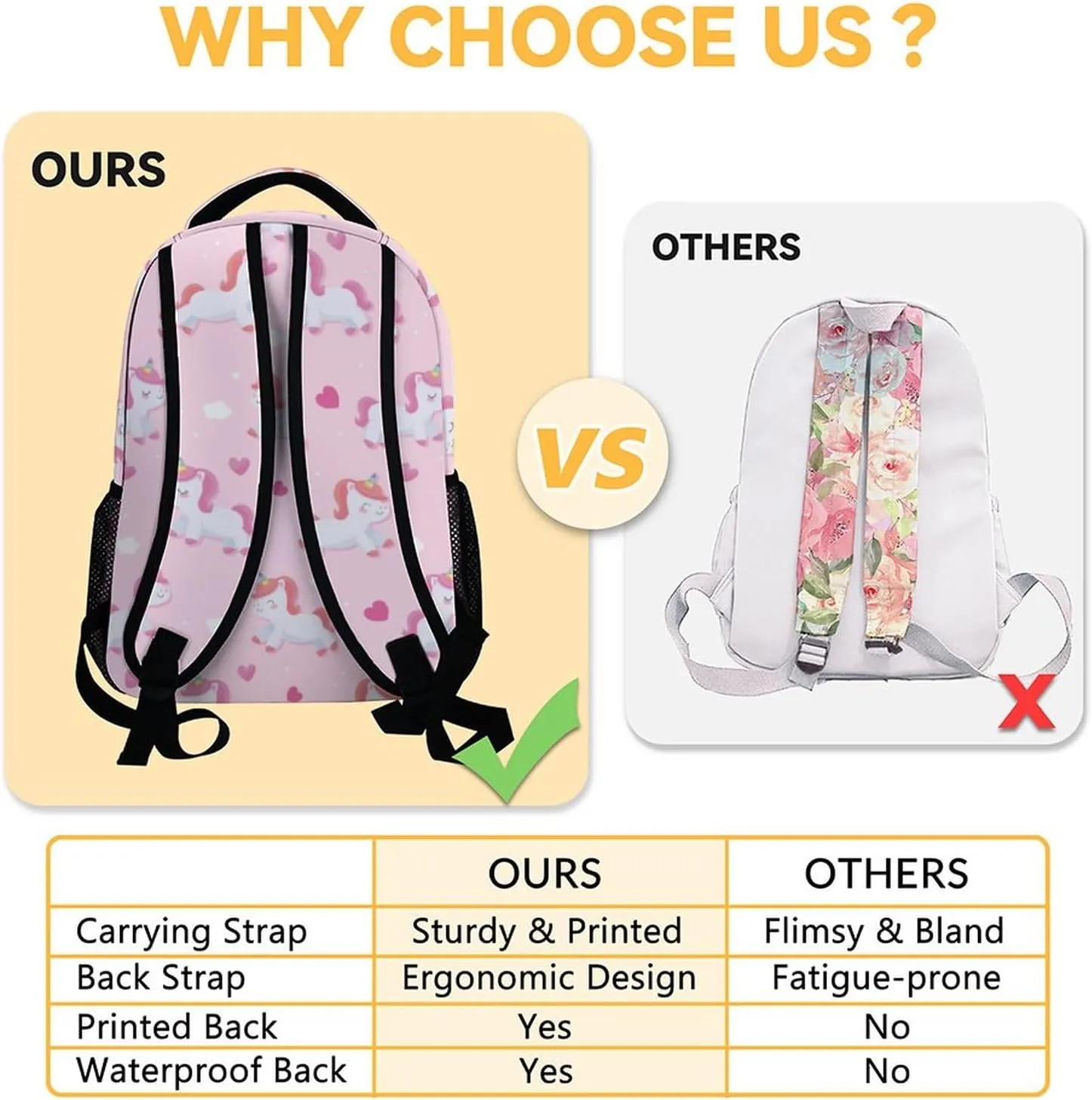 Unicorn Backpacks for Girls Boys, 16 Inch Cute Backpack for School, Pink, Large Capacity, Durable, Lightweight Bookbag for Kids Travel
