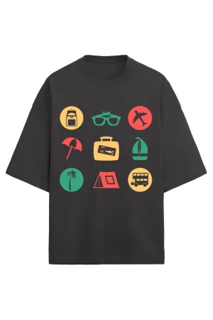 Unisex Terry Oversized Tee – Travel Icons Edition