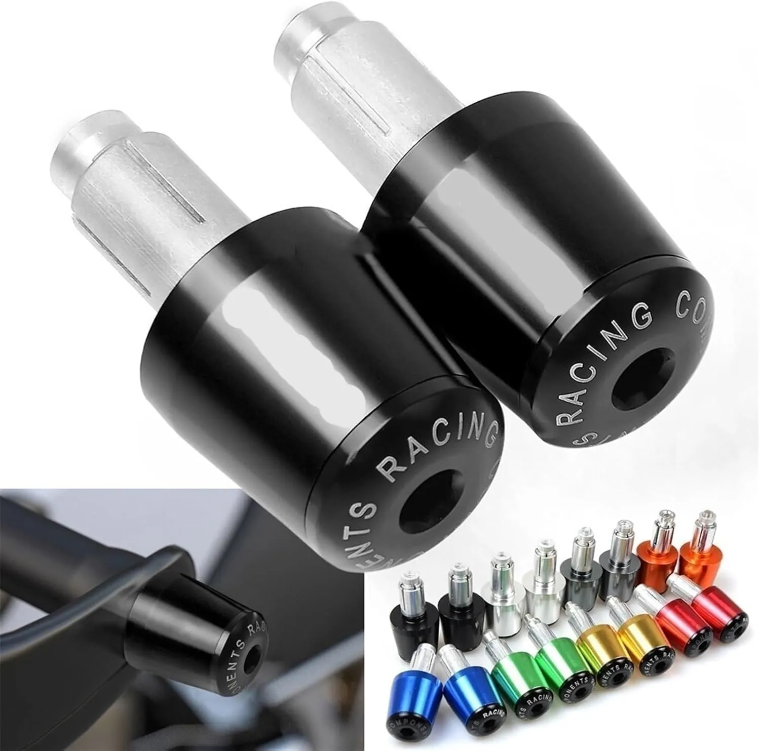Universal for H&onda VT1100/VT 1100 C Spirit Motorcycle 7/8" 22mm Handlebar Grips Cap Hand Bar Ends Handle Gear Balanced Plugs Slider Cover(Color:Silver)