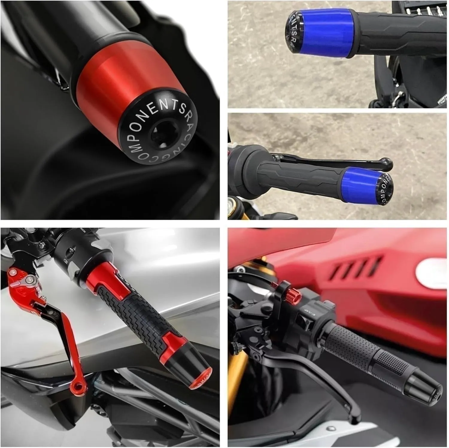 Universal for H&onda VT1100/VT 1100 C Spirit Motorcycle 7/8" 22mm Handlebar Grips Cap Hand Bar Ends Handle Gear Balanced Plugs Slider Cover(Color:Silver)