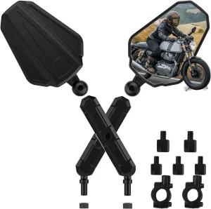 Upgraded Adventure Motorcycle Mirror, Ball-Head ATV Rear View Mirror No Vibration & Wobble With 8/10MM Screw and 7/8" Handlebar Aluminum Mount Compatible with ATV Dirt Bike and More