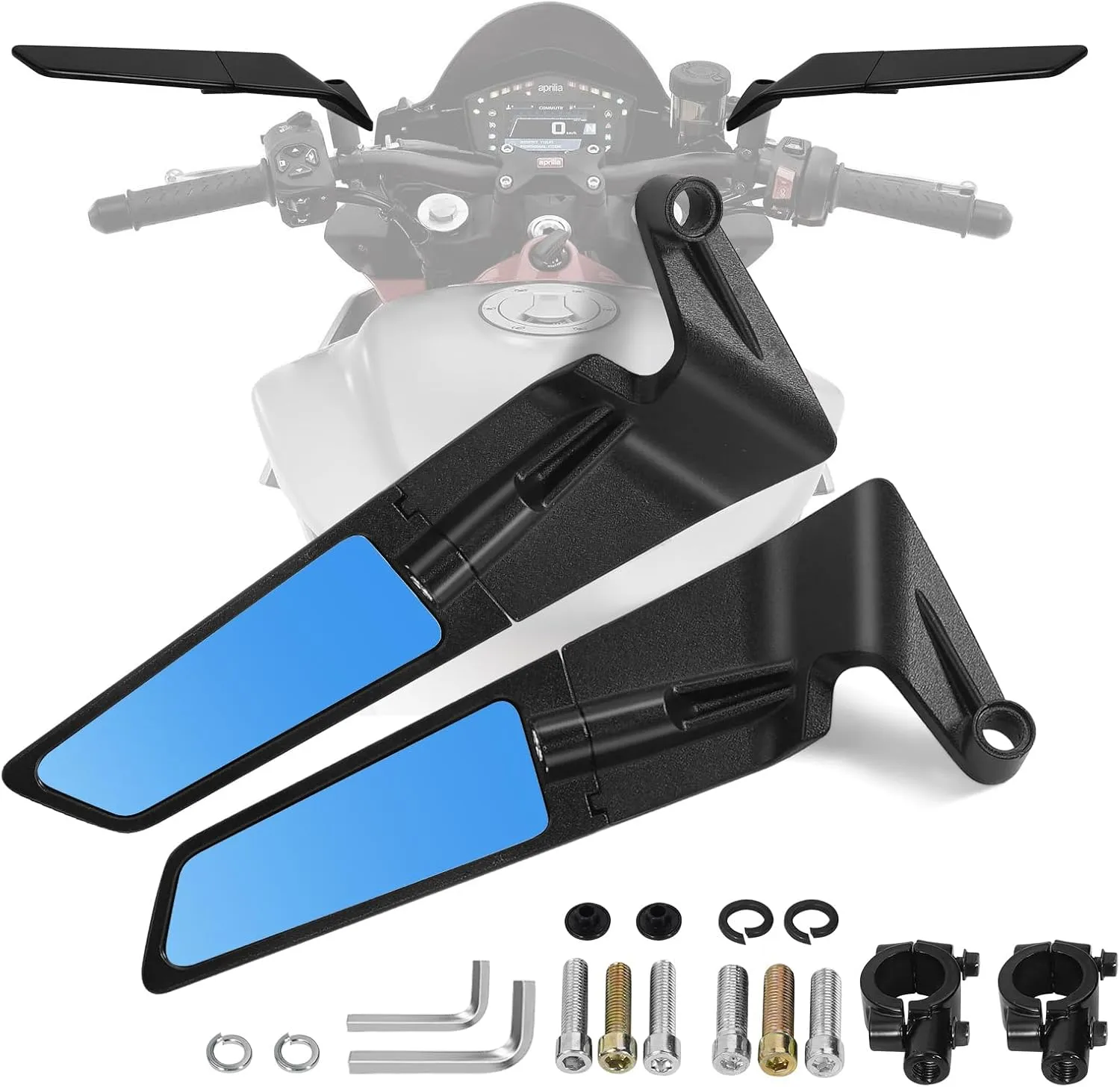 Upgraded Motorcycle Mirrors for handlebars, Adjustable ATV Mirror Wind Wing With 8/10MM and 7/8" Handlebar for ATV Dirt Bike and More,No Vibration & Wobble Compatible with KTM Honda Yamaha Kawasaki
