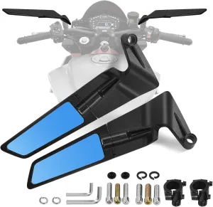 Upgraded Motorcycle Mirrors for handlebars, Adjustable ATV Mirror Wind Wing With 8/10MM and 7/8" Handlebar for ATV Dirt Bike and More,No Vibration & Wobble Compatible with KTM Honda Yamaha Kawasaki