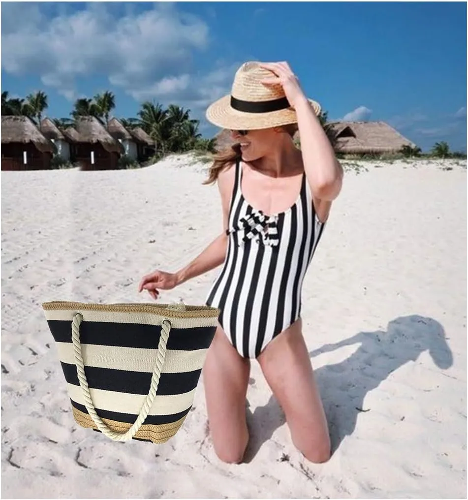 utop Large Beach bag for Women Straw Beach Tote Bags Cotton Rope Handles Durable Lightweight with Large Capacity Bags