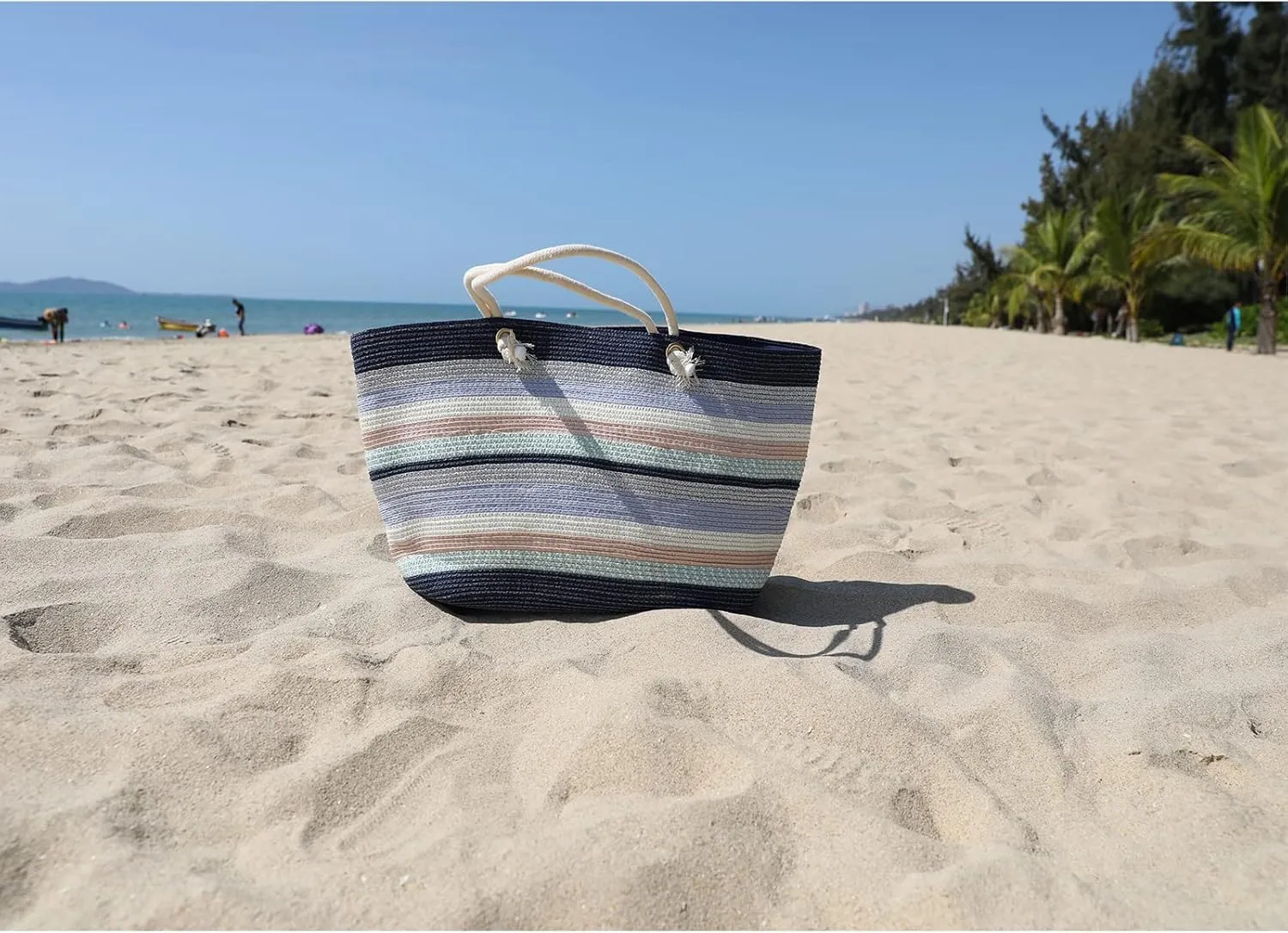 utop Large Beach bag for Women Straw Beach Tote Bags Cotton Rope Handles Durable Lightweight with Large Capacity Bags