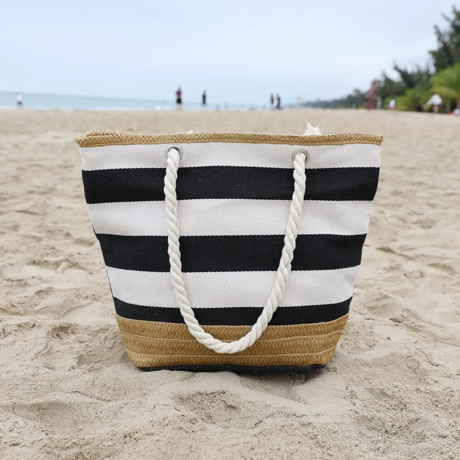 utop Large Beach bag for Women Straw Beach Tote Bags Cotton Rope Handles Durable Lightweight with Large Capacity Bags