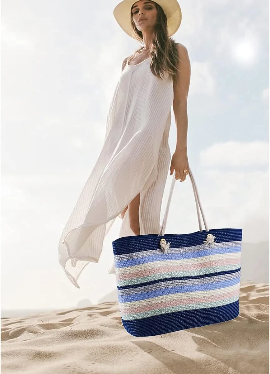 utop Large Beach bag for Women Straw Beach Tote Bags Cotton Rope Handles Durable Lightweight with Large Capacity Bags