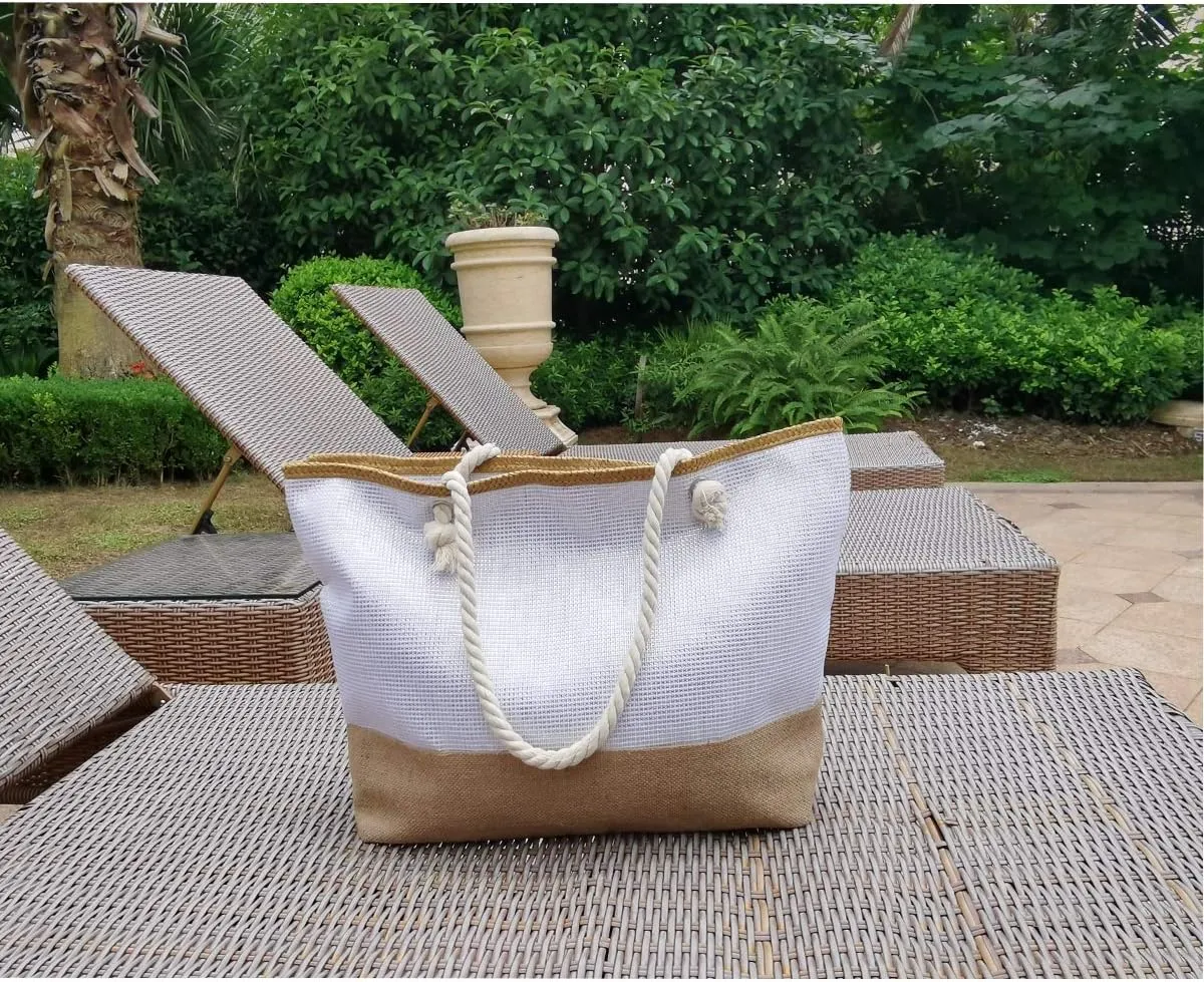 utop Large Beach bag for Women Straw Beach Tote Bags Cotton Rope Handles Durable Lightweight with Large Capacity Bags