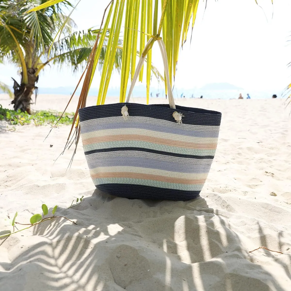 utop Large Beach bag for Women Straw Beach Tote Bags Cotton Rope Handles Durable Lightweight with Large Capacity Bags