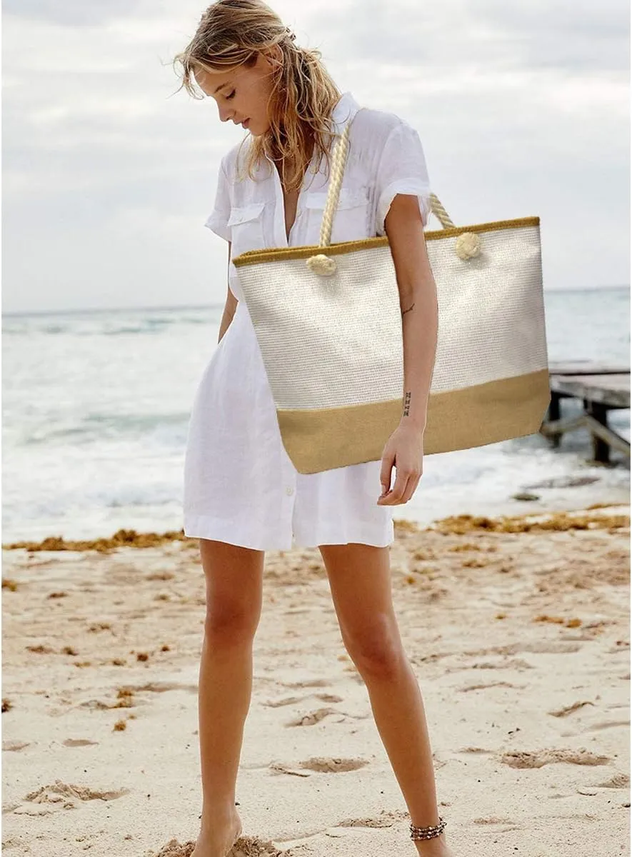 utop Large Beach bag for Women Straw Beach Tote Bags Cotton Rope Handles Durable Lightweight with Large Capacity Bags