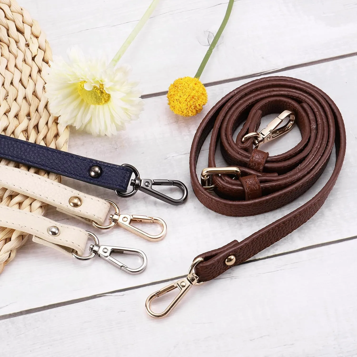 uxcell Purse Strap, Crossbody Strap Leather Adjustable Replacement Shoulder Strap for Women's Crossbody Handbags Bag, 0.6" Wide, 41-51" Long (Brown)