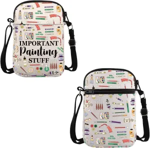 VAMSII Painting Lover Gift Important Painting Stuff Crossbody Bag Art Lover Travel Bag Artist Art Stu-dent Teacher Gift