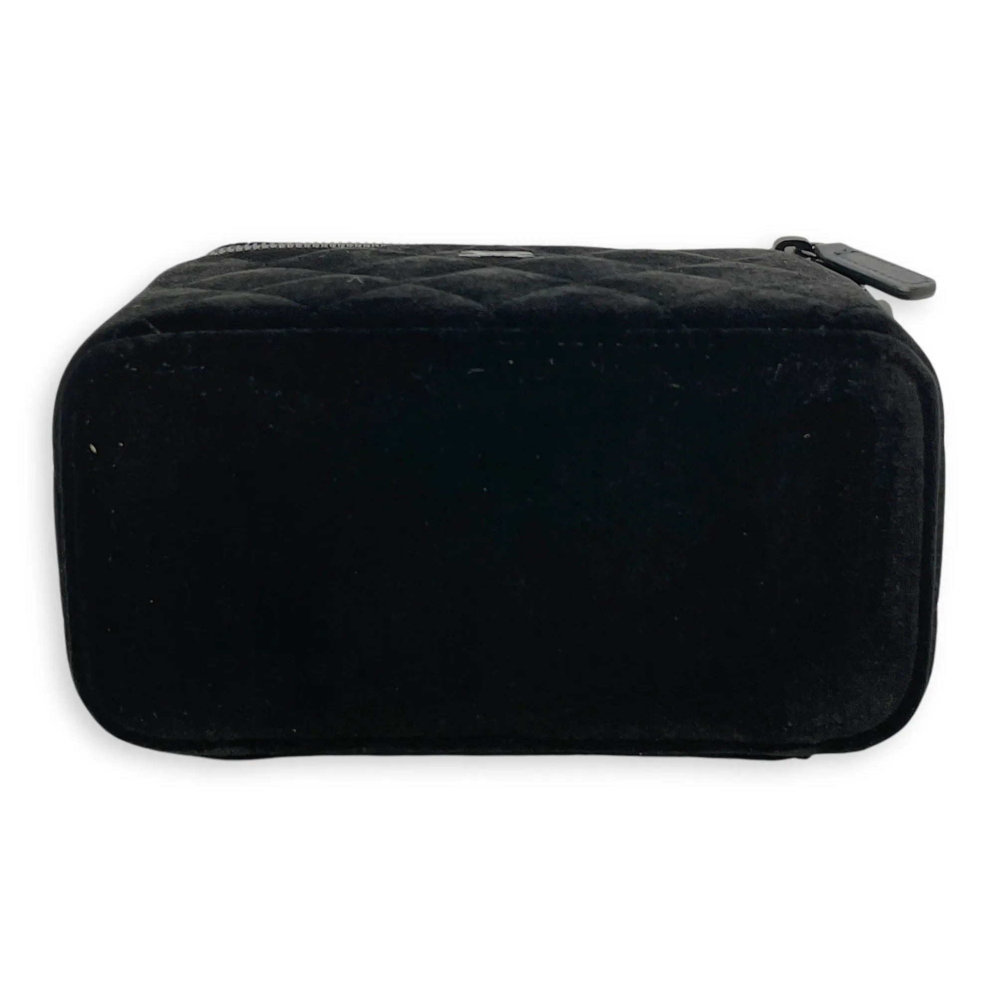 Vanity Black Crossbody Bag in Velvet, Silver hardware