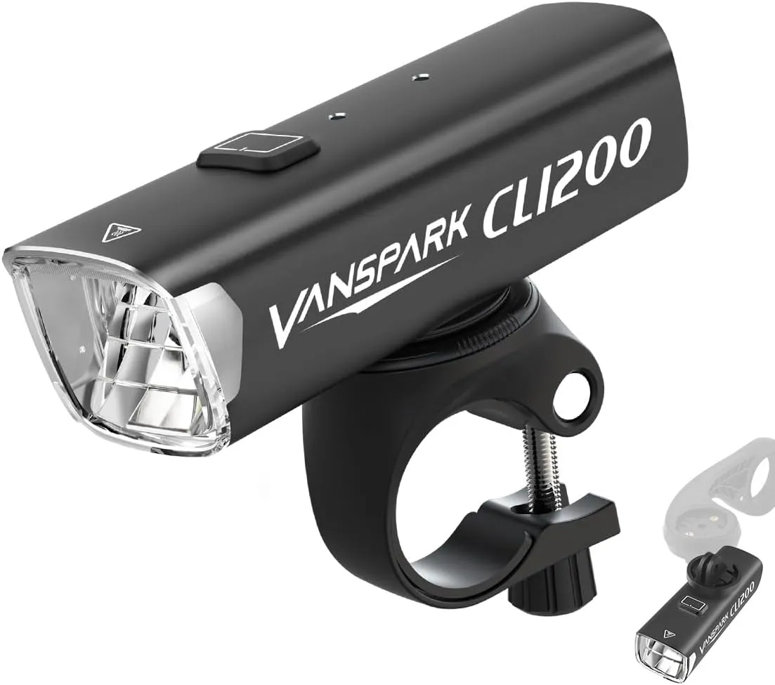 VANSPARK CL1200 Bike Lights, 1200 Lumens Cut Off Beam Bike Headlight, USB-C Rechargeable Bicycle Lights, CNC-Machined Aluminum Body Waterproof Bicycle Headlight, Kind Beam for Urban Cyclists