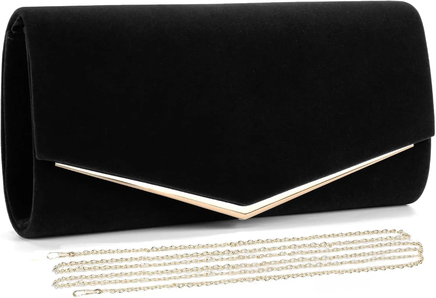 Velvet Clutch Bag for Women Black Formal Evening Bag Wedding Purse Red Suede Prom Cocktail Party Handbag with Chain