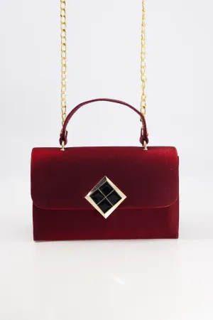 Velvet Maroon Handbag